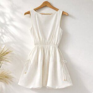 Jonathan simkhai luxury designer boho linen look cutout flare minimalist dress